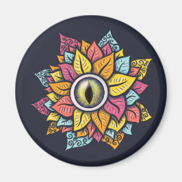 Psykedelisk Spooky Öga Flower Colorful Magnet