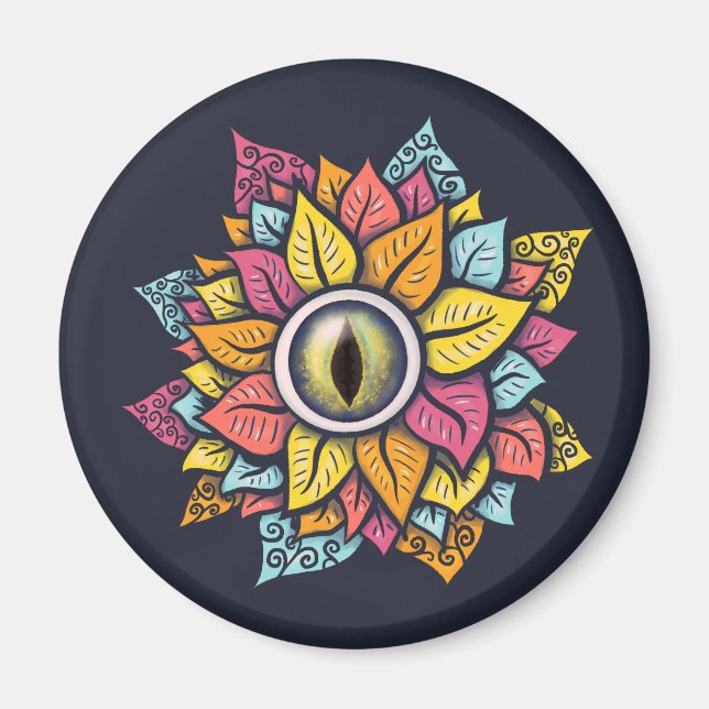 Psykedelisk Spooky Öga Flower Colorful Magnet (Framsidan)