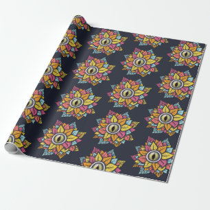 Psykedelisk Spooky Öga Flower Colorful Presentpapper