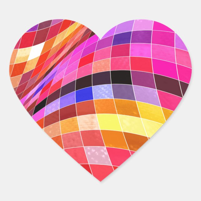 Psykedelisk Square Mönster Hjärtformat Klistermärke (Framsida)