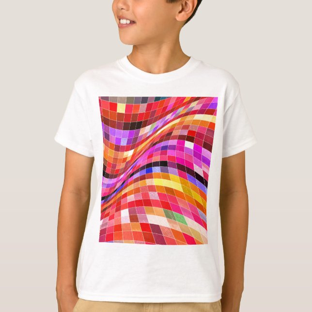 Psykedelisk Square Mönster T Shirt (Framsida)