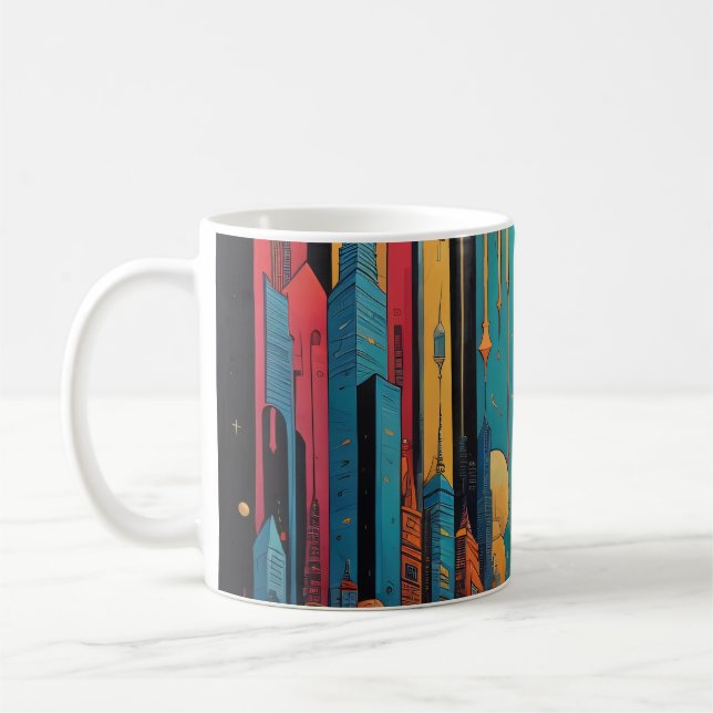 Psykedelisk stad kaffemugg (Vänster)