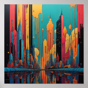 Psykedelisk stad poster