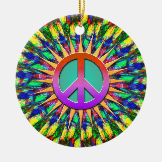Psykedelisk sunshine Groovy Peace Ornament (Framsidan)