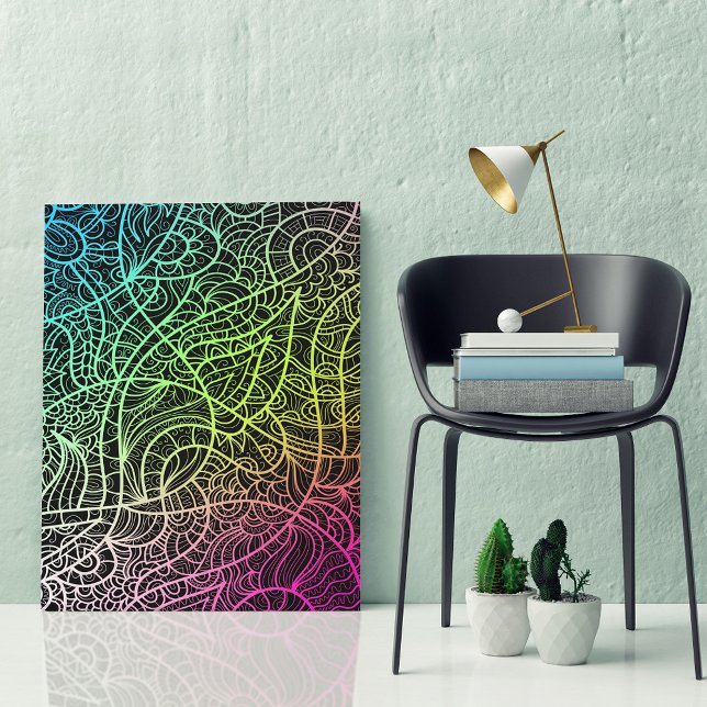 Psykedelisk Surreal Rainbow Färg Linjer Dreamscape Canvastryck (Skapare uppladdad)