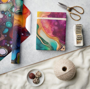 Psykedelisk Surreal Watercolor Mönster Presentpapper