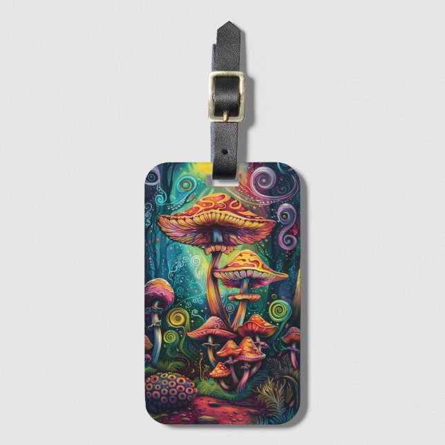 Psykedelisk svamp Funky Artwork Bagagebricka (Framsida vertikal)