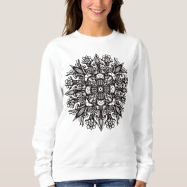 Psykedelisk Svamp Mandala Svart Och Vitt T Shirt
