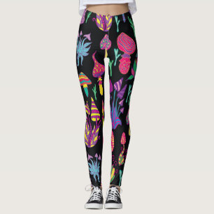 Psykedelisk svamp Rainbow Färg Mönster Leggings