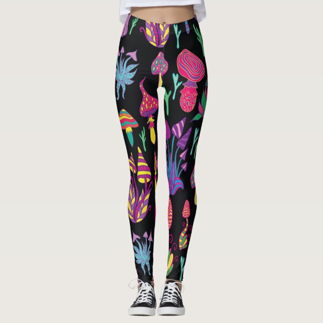 Psykedelisk svamp Rainbow Färg Mönster Leggings (Framsida)