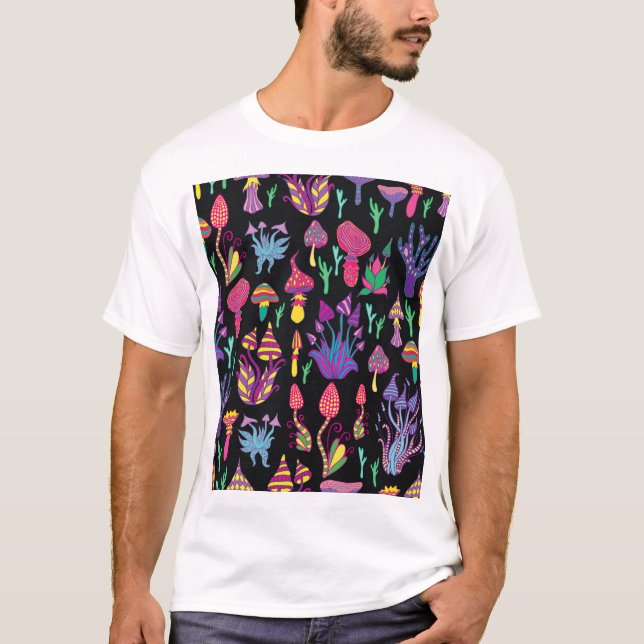 Psykedelisk svamp Rainbow Färg Mönster T Shirt (Framsida)