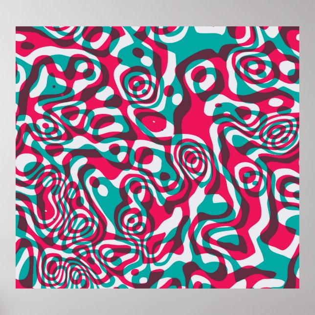 Psykedelisk syra Sömlös Funky Bakgrund. Poster (Framsidan)