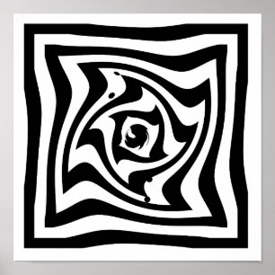 Psykedelisk teckning med optisk illusionseffekt poster