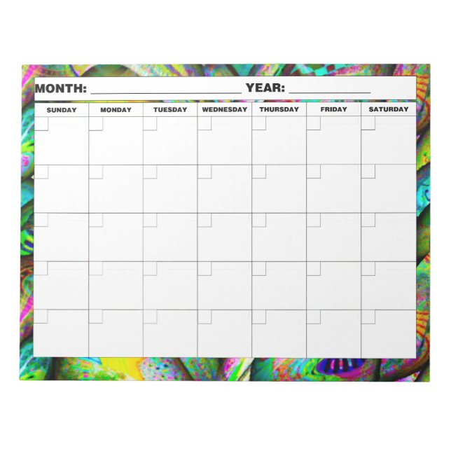 Psykedelisk tom kalender anteckningsblock (Framsida)