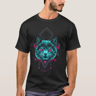 Psykedelisk trance Cat Geometric Cat T Shirt
