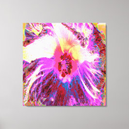 Psykedelisk Trippy Rainbow Färg Hibiscus Flower Canvastryck