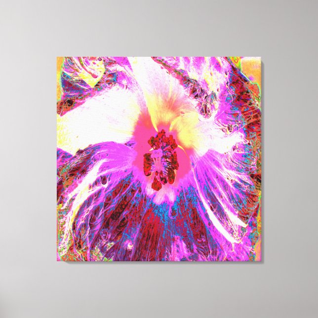 Psykedelisk Trippy Rainbow Färg Hibiscus Flower Canvastryck (Framsida)