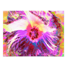 Psykedelisk Trippy Rainbow Färg Hibiscus Flower Fototryck