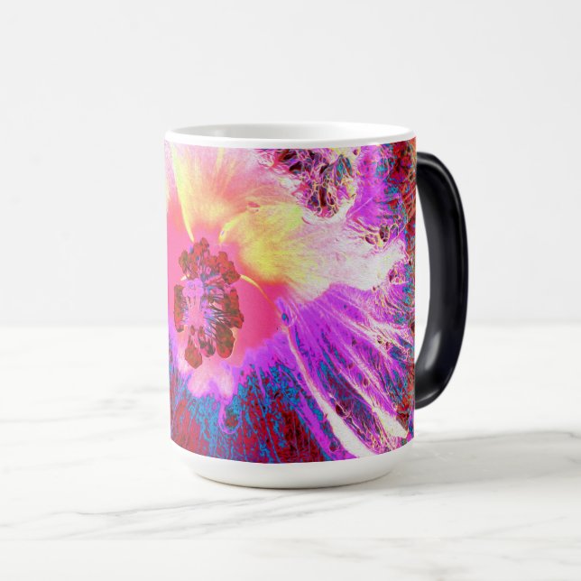 Psykedelisk Trippy Rainbow Färg Hibiscus Flower Magisk Mugg (Framsida höger)