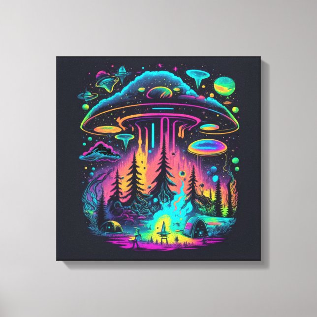 Psykedelisk UFO Fantasy Art Canvastryck (Framsida)