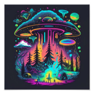 Psykedelisk UFO Fantasy Art Fototryck