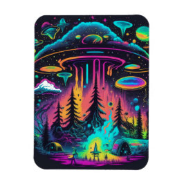 Psykedelisk UFO Fantasy Art Magnet