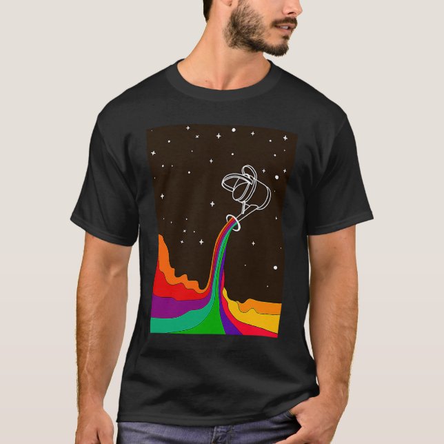 Psykedelisk Universe Färg Rainbow Space-Abstrakt T Shirt (Framsida)
