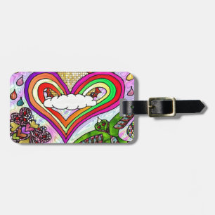 Psykedelisk utskrift av Rainbow Heart Art Bagagebricka