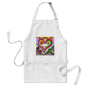 Psykedelisk utskrift av Rainbow Heart Art Förkläde