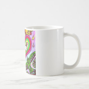 Psykedelisk utskrift av Rainbow Heart Art Kaffemugg