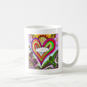 Psykedelisk utskrift av Rainbow Heart Art Kaffemugg