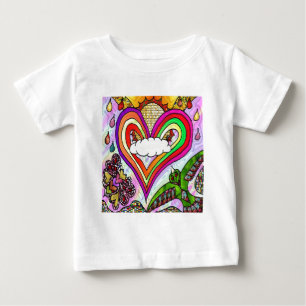 Psykedelisk utskrift av Rainbow Heart Art T-shirt