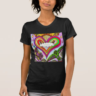 Psykedelisk utskrift av Rainbow Heart Art Tröja