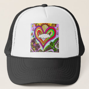 Psykedelisk utskrift av Rainbow Heart Art Truckerkeps