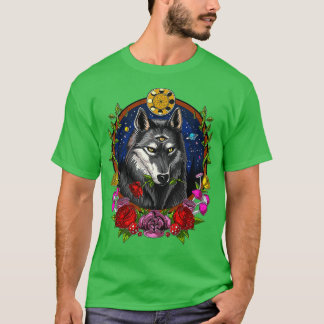 Psykedelisk Varg Forest Animal Måne Phases Fantasy T Shirt