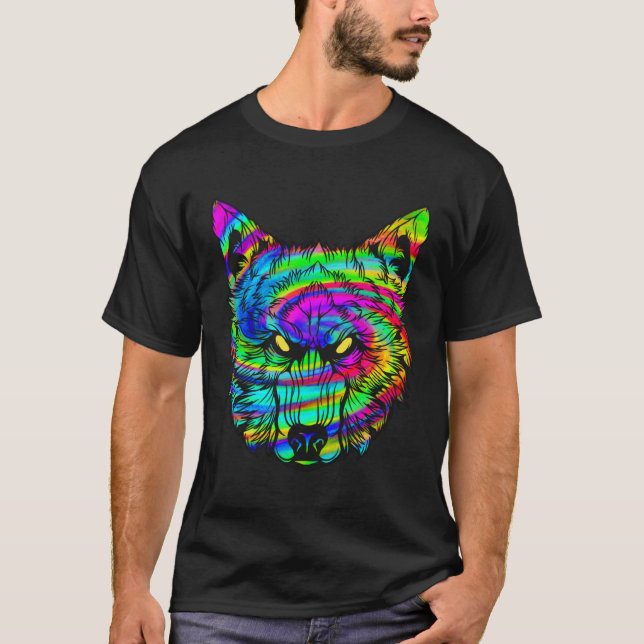 Psykedelisk Varg Vargar Hallucinations Trance T Shirt (Framsida)