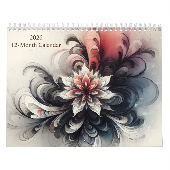 Psykedelisk Vibrant Watercolor Abstrakt Art 2026 Kalender (Omslag)