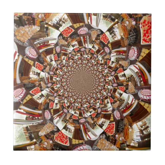 Psykedelisk vision av Brown Hues Kakelplatta (Framsidan)