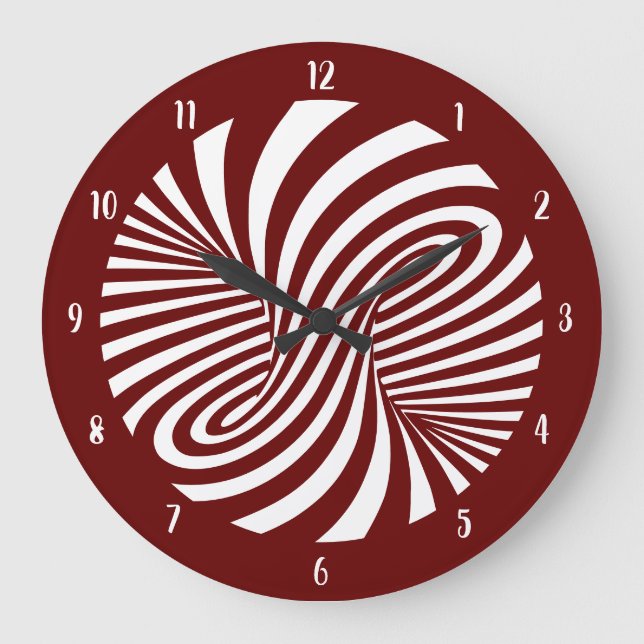 Psykedelisk Wwirl Optical Illusion Burgundy Stor Klocka (Framsida)