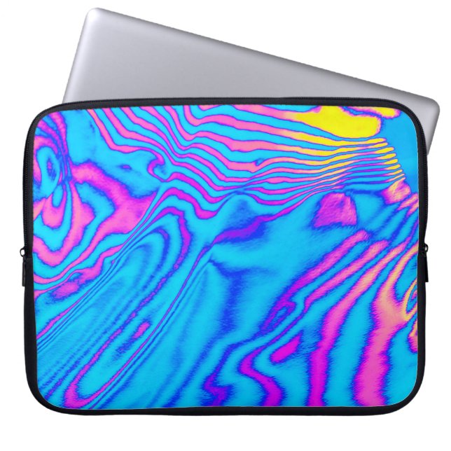 Psykedelisk zebra: Neon Fluorescent Backgr Laptop Fodral (Framsidan)