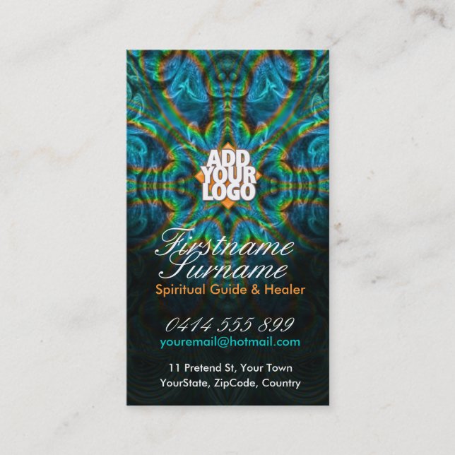 Psykedeliska Affärskort för ftalsprit med Logotyp Visitkort (Framsida)