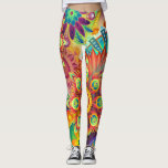 Psykedeliska blommor leggings<br><div class="desc">Psykedeliska blombalkar går ut i stil</div>