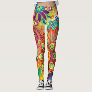 Psykedeliska blommor leggings