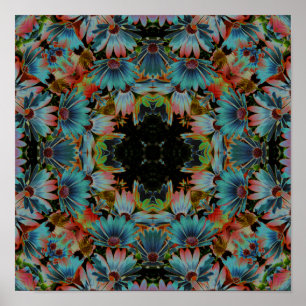 Psykedeliska Daisy för Abstrakt Flower Kaleidoscop Poster