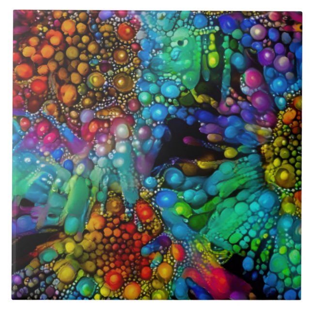 Psykedeliska Daisy för Bubble Burst-Abstrakt Kakelplatta (Framsidan)