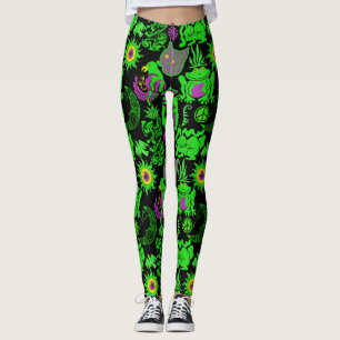 Psykedeliska djur mönster Black BG Leggings