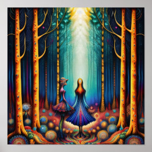 Psykedeliska drömmar in i Skogen Art Poster