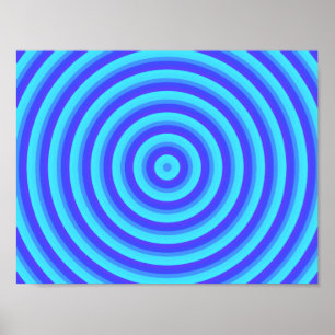Psykedeliska neon Blue Circles Poster