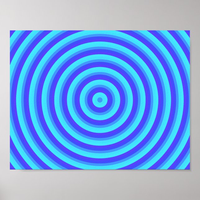 Psykedeliska neon Blue Circles Poster (Framsidan)