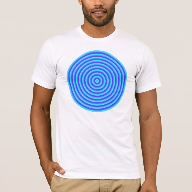Psykedeliska neon Blue Circles Tee Shirt (Framsida)